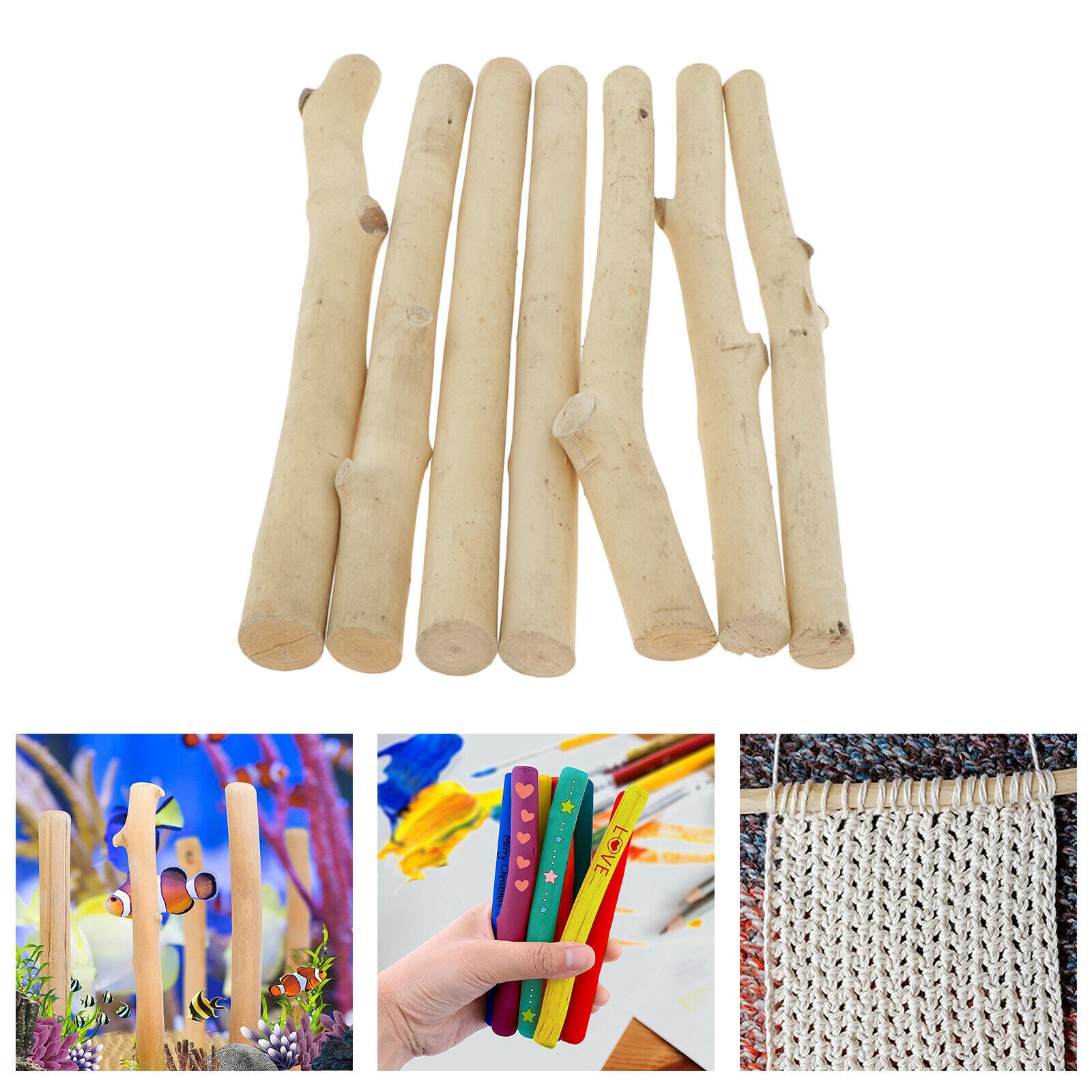 7Pcs Natural Driftwood Branches Pieces DIY Craft Wreath Making Decorations