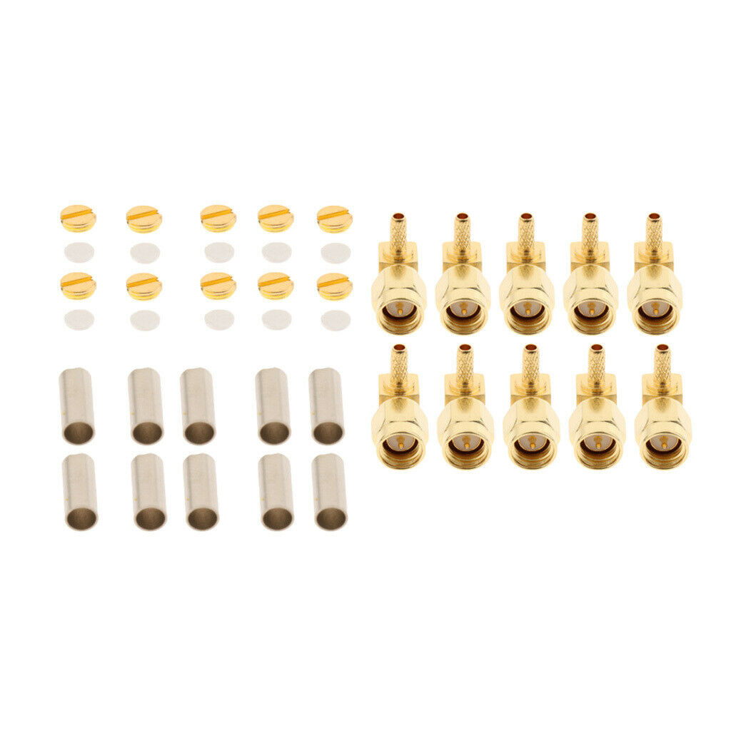 10pcs SMA Male Crimp Right Angle RF Coaxial Connectors Adapters