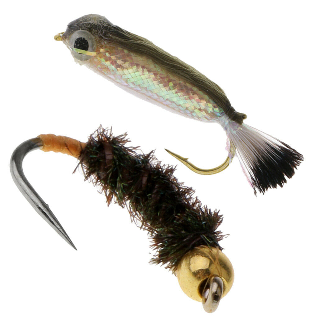 2 Pieces Fly Fishing Flies Hand-tied Sinking Flies Hooks for Salmon Carp Herring