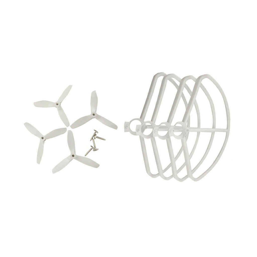 Set of Propellers + Protective Cover for MJX B5W F20 Bugs 5W Aircrafts White