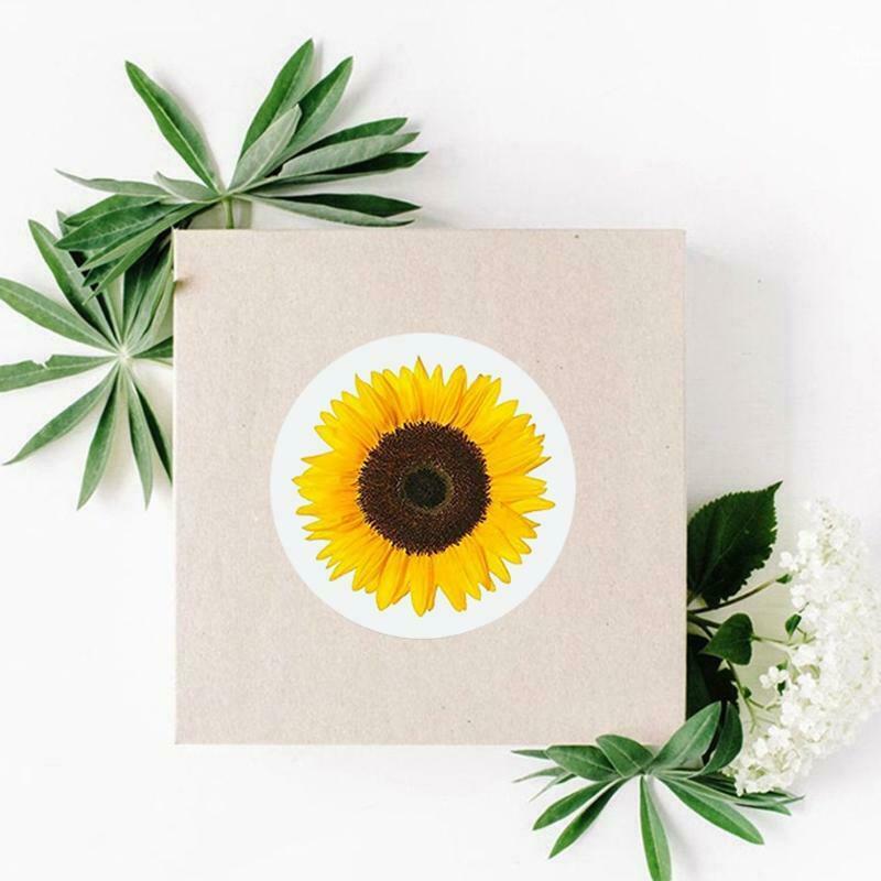 500Pcs 3.8cm Sunflower Round Stickers  Adhesive Labels for Card Envelopes Seal
