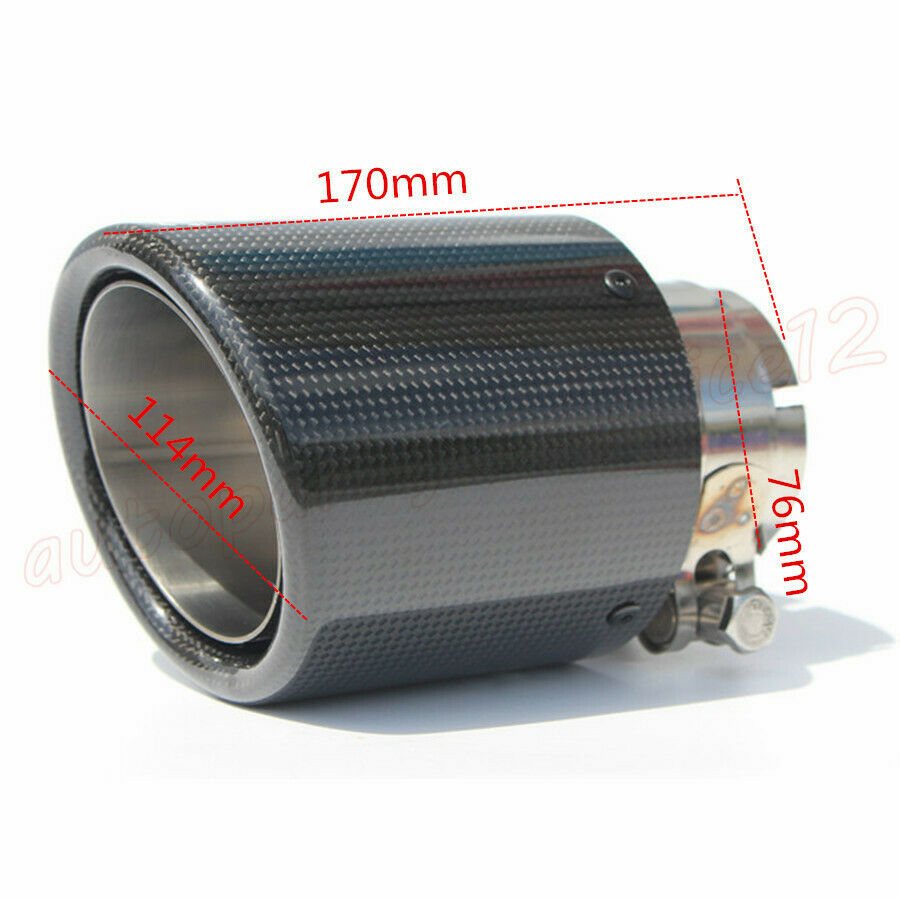 3" Inlet 4.5" Outlet Real Carbon Fiber Glossy Auto Car Exhaust Tips Muffler Pipe