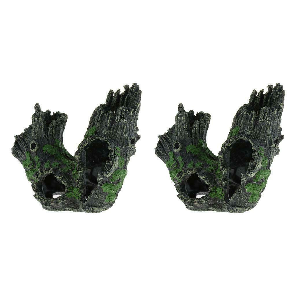2pcs Fish Tank and Aquarium Artificial Hollow Tree Branch with Lichen Decoration