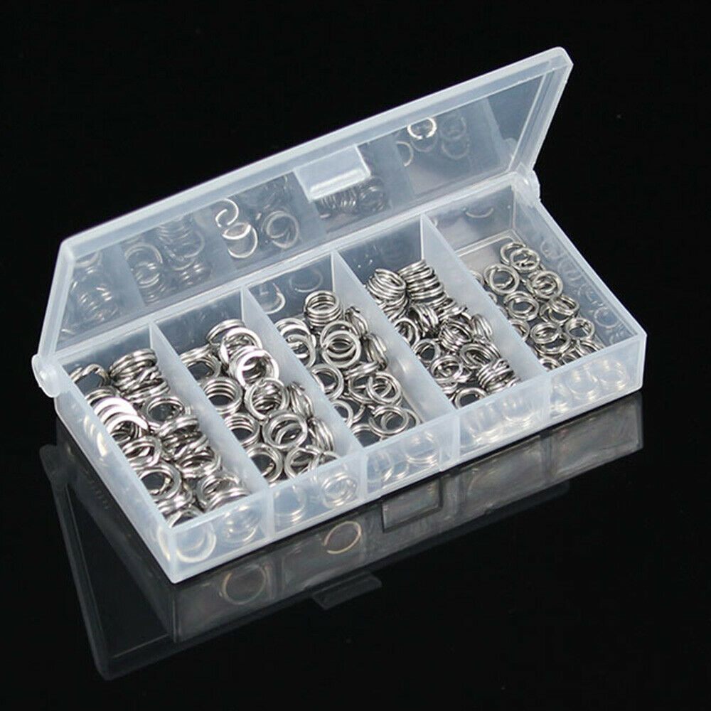 200PCS Connecting Fishing Rings Sets Stainless Steel Split Rings Hard Bait LIN