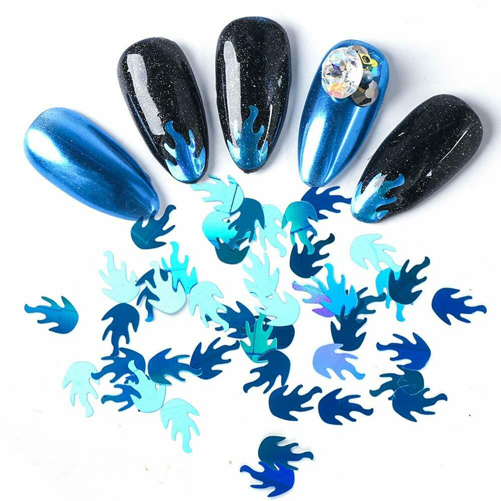 Flame Nail Art Glitters Fire Nail Sequins Flakes Holographic Fire Nail Stickers