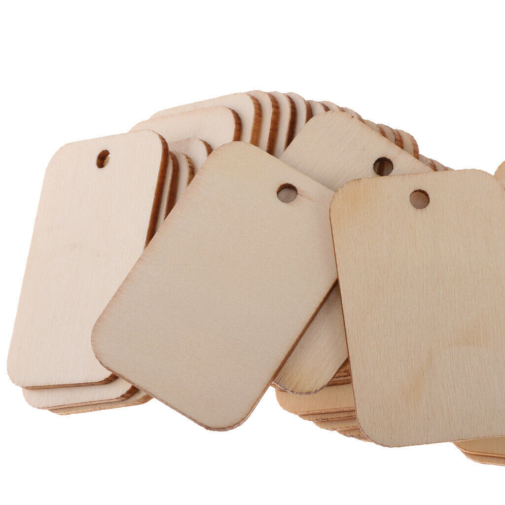50x Blank Wooden Tags Home Party Holiday Craft Wood Plaque Embellishment