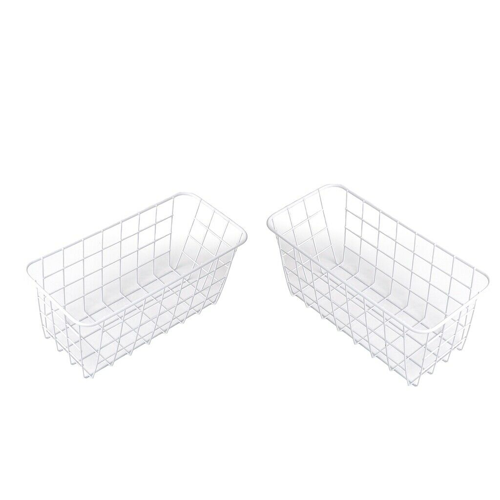 2x Bathroom Basket Shelf Rack Storage Organizer Home Kitchen Office White