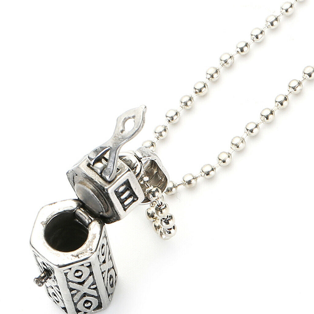 Stainless Steel Hexagon Pillar Pendant Women Man Necklace Ash Urn