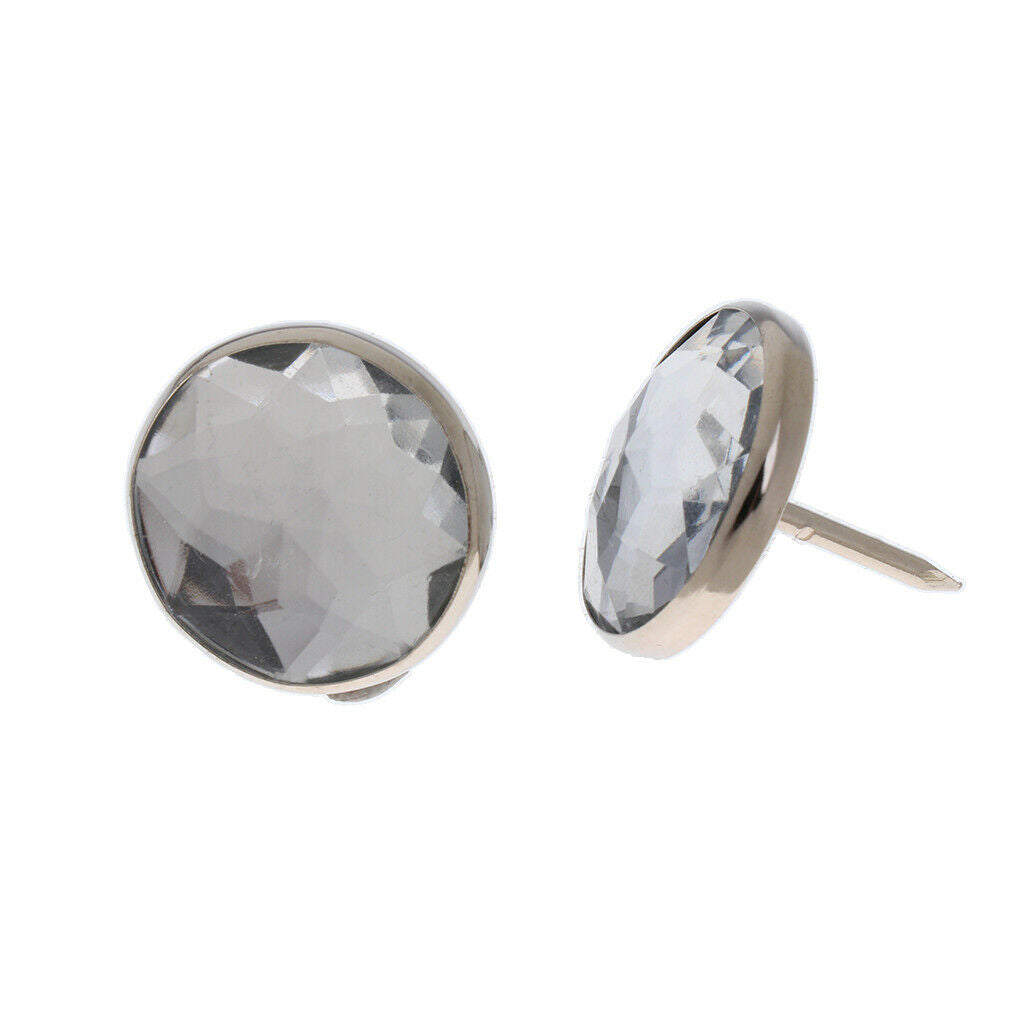Prettyia 50 x Crystal Sofa Headboard Buttons Nail Upholstery Decor 20mm 22mm