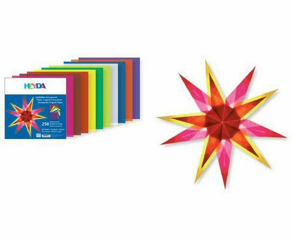 250 Pcs Origami 10x10 40g Transp. 10 Color Paper + Hanging Decorations Foldin...