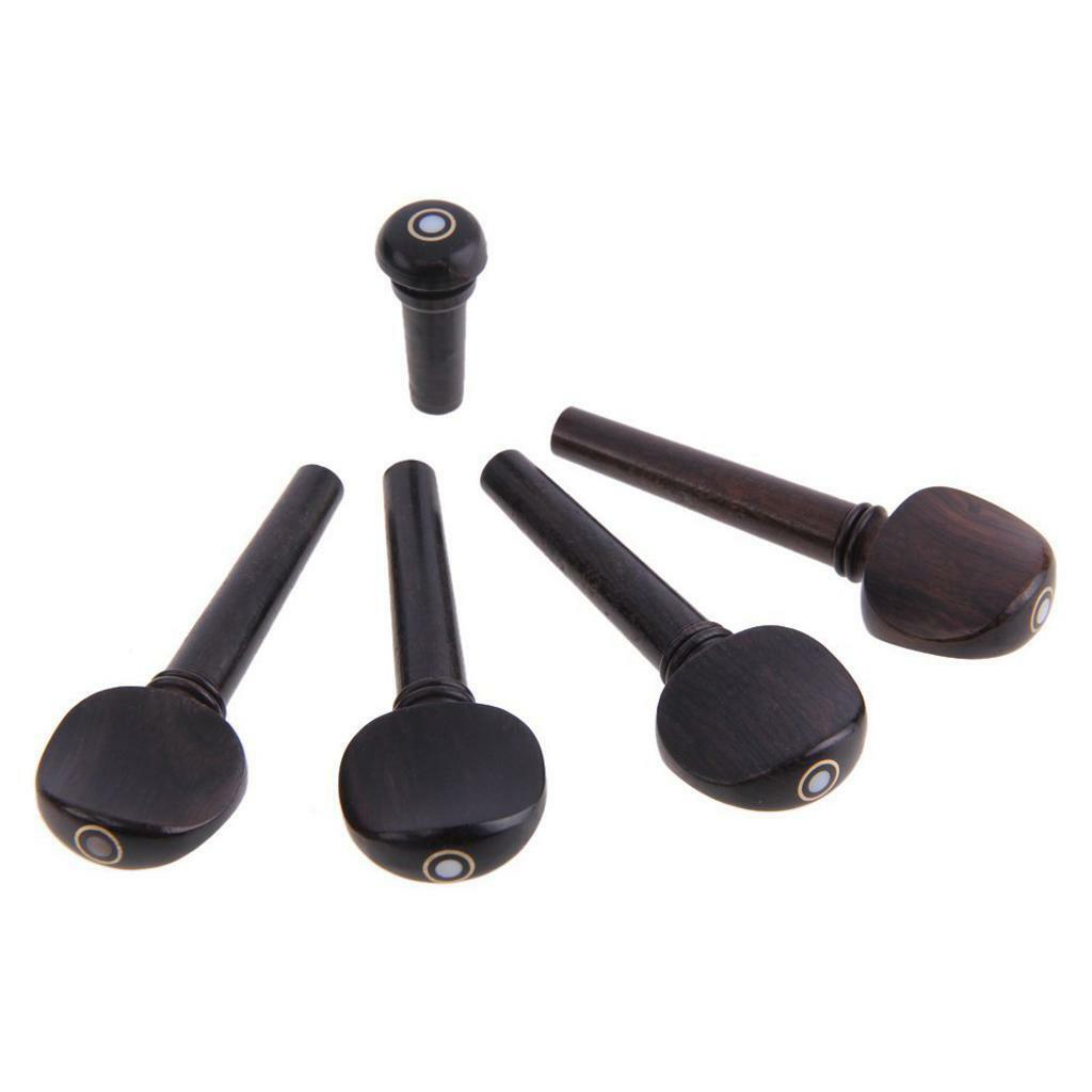 Ebony Wood 4/4 Violin Accessories Chinrest + Endpin +Tuners+Tailpiece+Peg