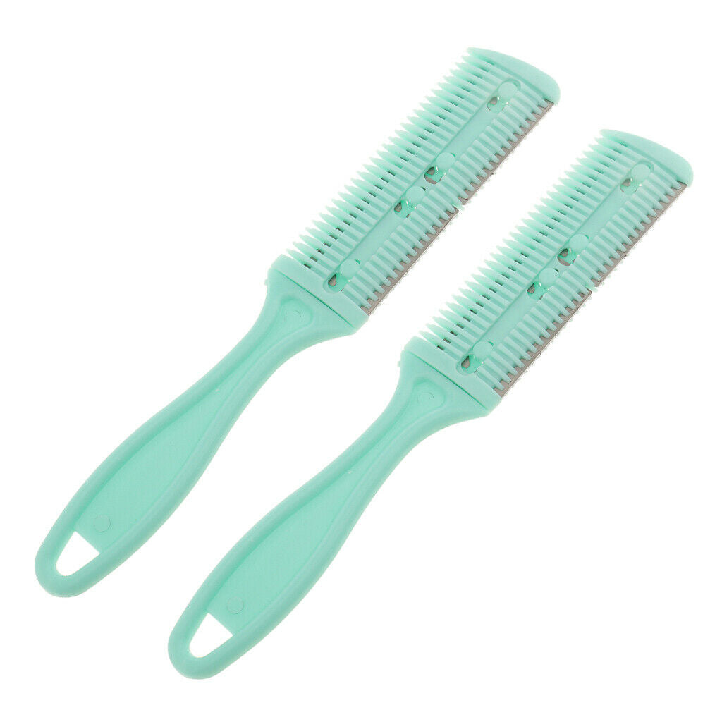 2 Pieces Double Sided Portable Salon DIY Hair Trimmer Thinning Grooming Comb