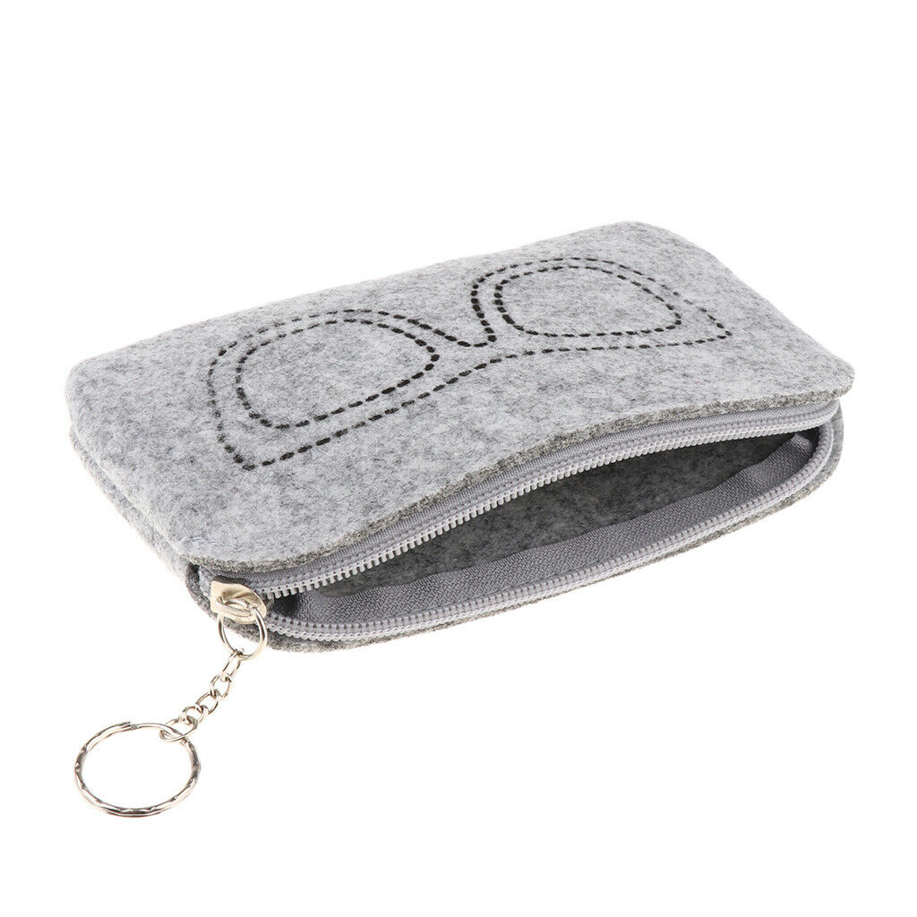 5 Pieces Felt Eyewear Eyeglass Case Sunglasses Pouch Storage Bag Light Grey