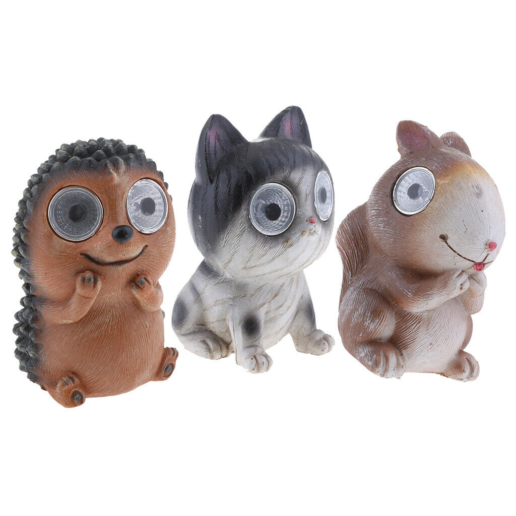 3Pcs Solar Power Animal LED Light Eyes Outdoor Garden Yard Patio Ornament
