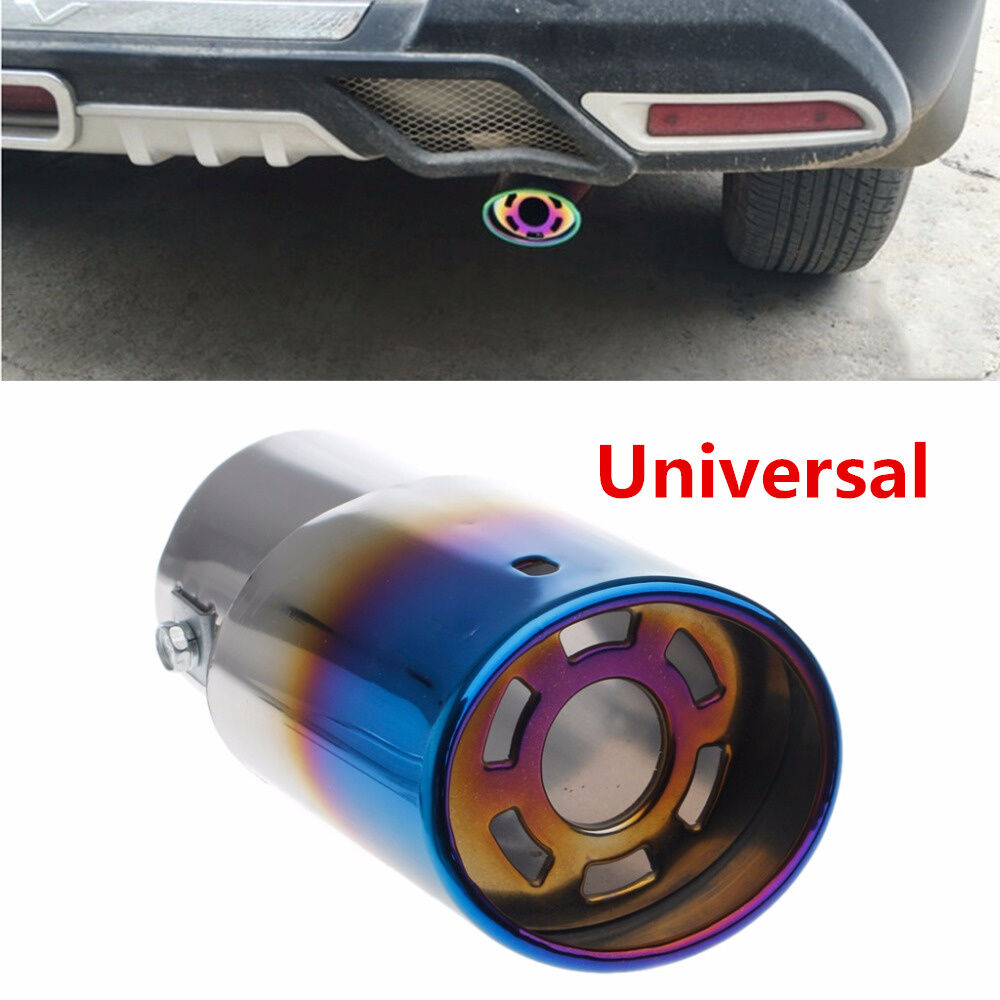 1x Universal Stainless Steel Car Rear Round Exhaust Pipe Tail Throat Muffler Tip