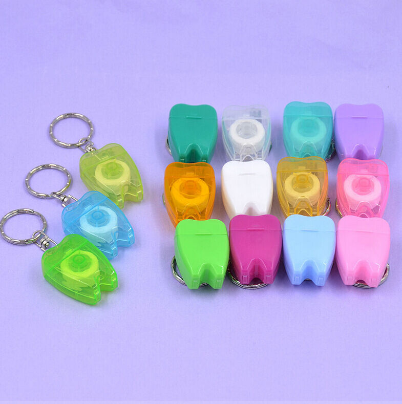 Portable Dental Floss Teeth Clean KeyRing Keychain Travel 15M Random Colo.l8