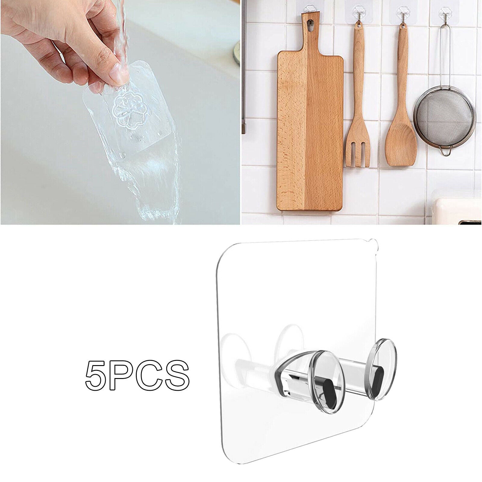 5x Transparent Self Adhesive Razor Wall Hooks Towel Rack Decorative Storage