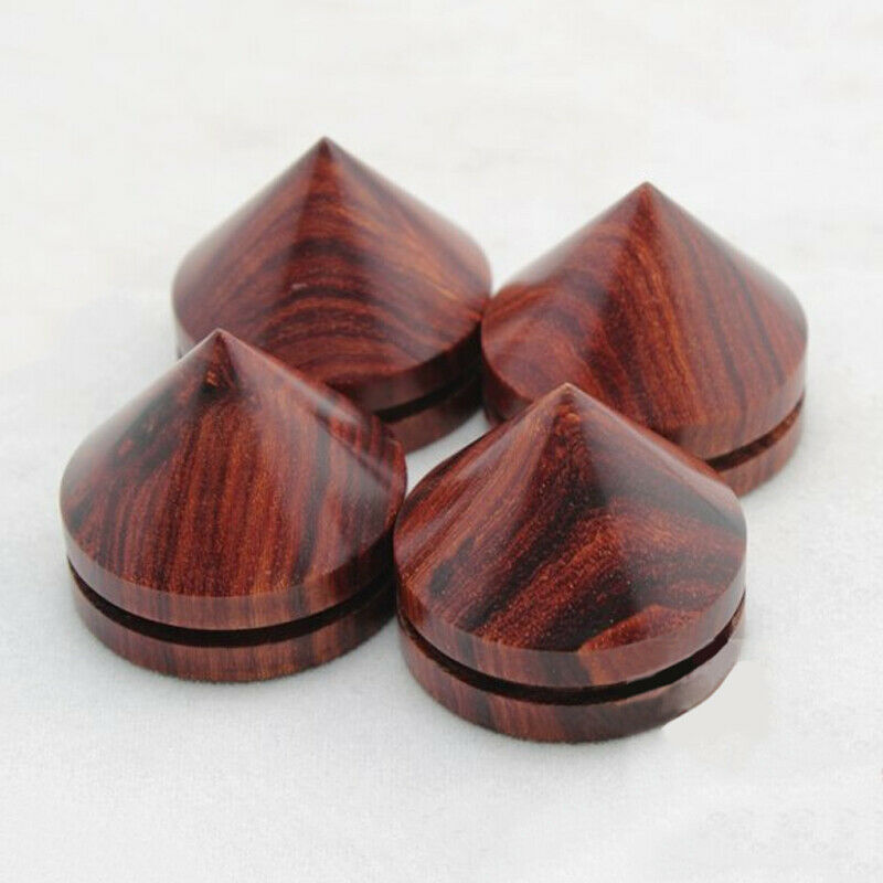 8Pcs Rosewood Speaker Isolation Feet Stand 23mm/0.91" Wooden Spikes + Base Pads