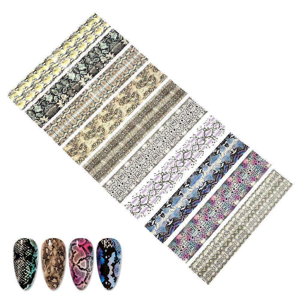 10 Sheet Nail Foils Serpentine Nail Art Transfer Stickers Decals Decoration AU