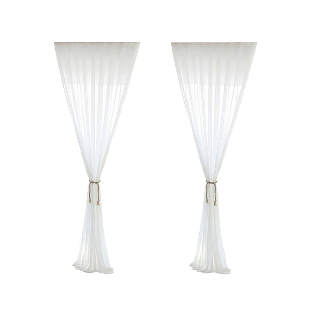 2 Pcs ElÃ© White Chiffon Slot Top Curtain Bedroom Window Panel 55x94 Inches