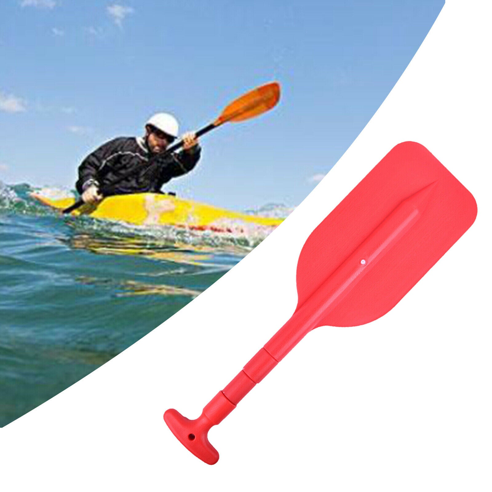 Folding PVC MIni Kayak Paddle Oar Canoe Lightweight Marine Boat Supply Red