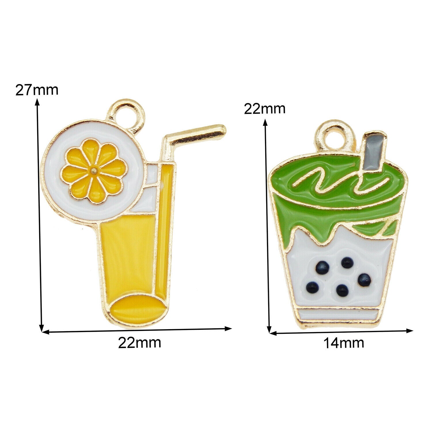 12 pcs Mix Lot Bubble Tea Juice Drink Enamel Charm Pendant Earring Making Crafts