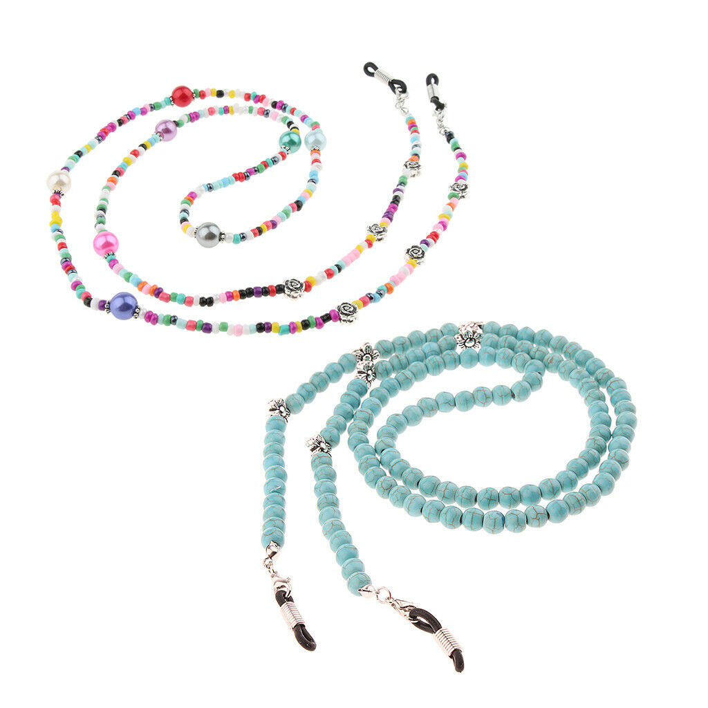 2pcs Eyeglasses Cord Holder Sunglasses Chain Glasses Strap String Rope Beaded
