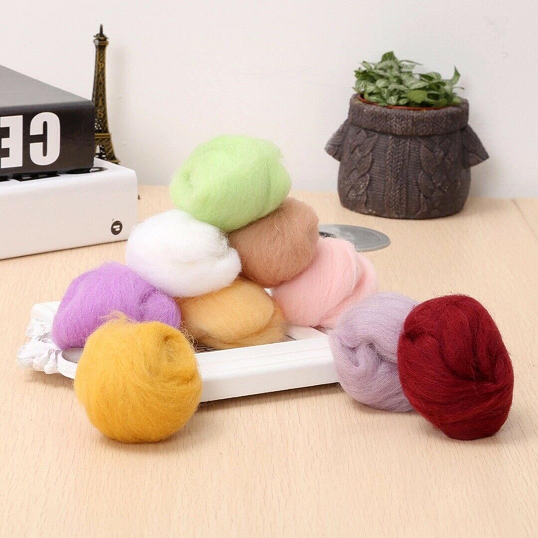 Retro Lot of 17 colors 5g Wool Fibre Roving For Needle Felting Hand Spinning