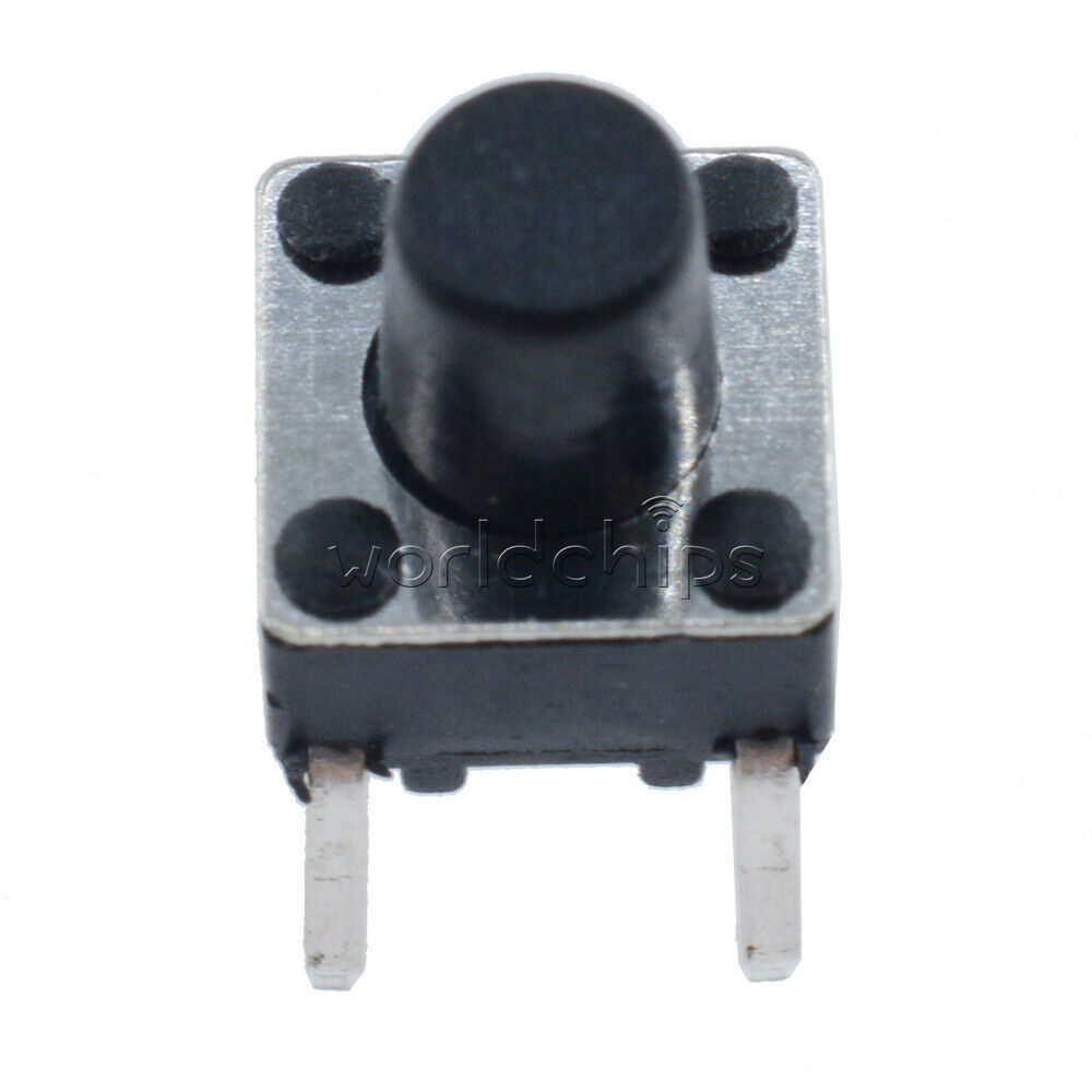 100PCS 6x6x7mm Touch Switch Black Round Button 6*6*7mm 4 Pin Tactile Tact Switch