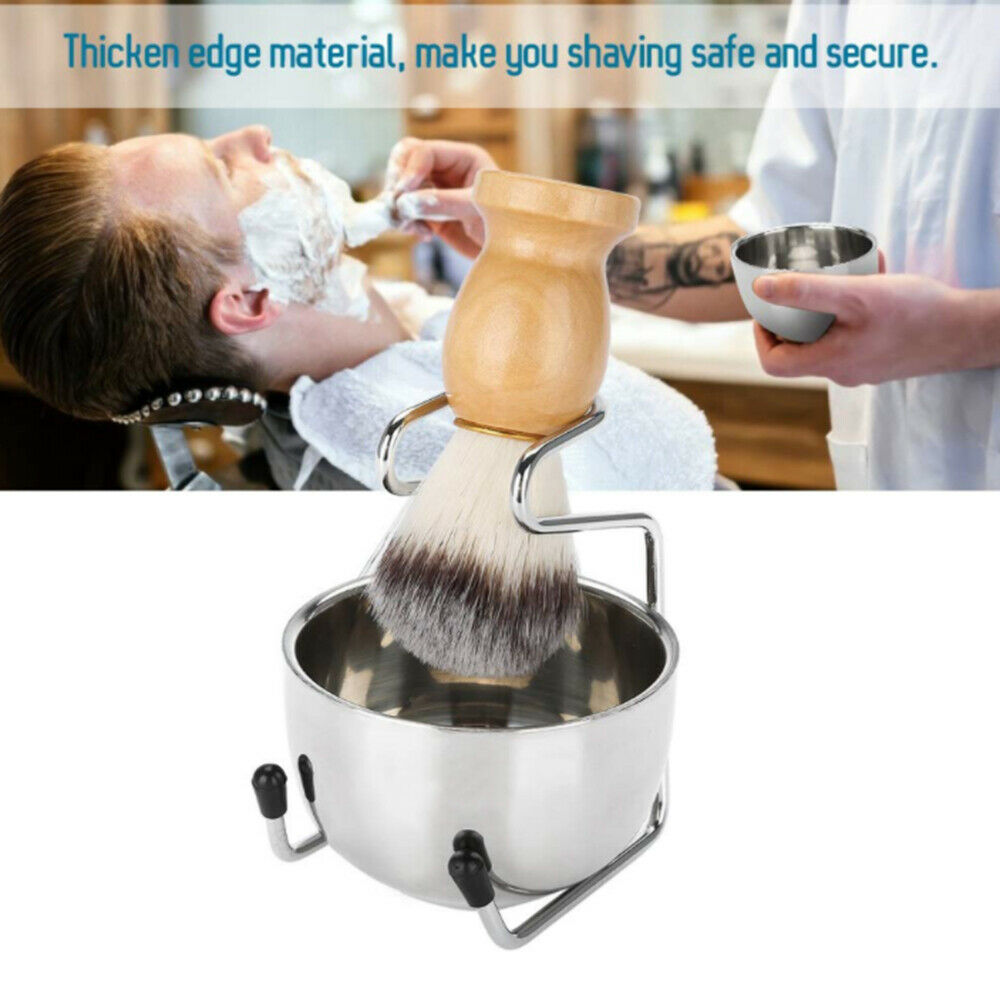Stainless Steel Shaving Brush Stand Shaving Soap Bowl Kit Men's Shaving Tool Set