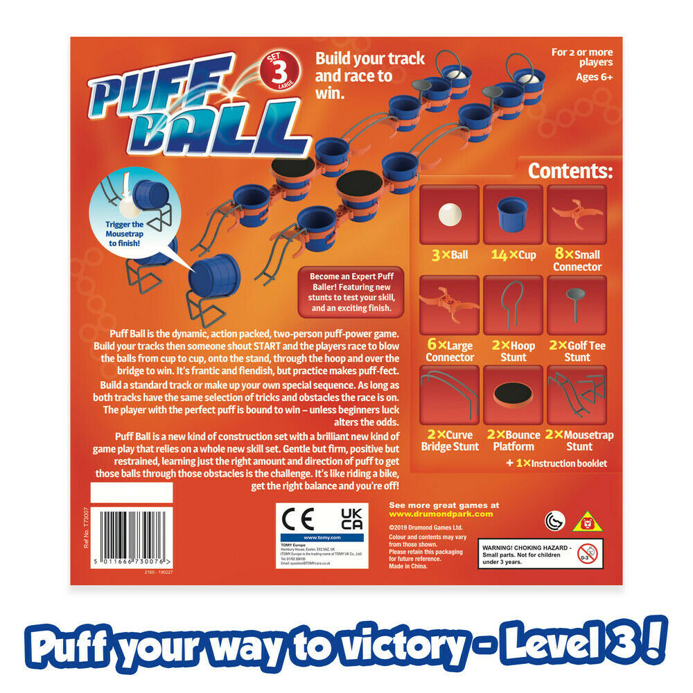T73007 TOMY Puff Ball Action Game Set 3 Large inc 41 Pieces for Children Age 6+