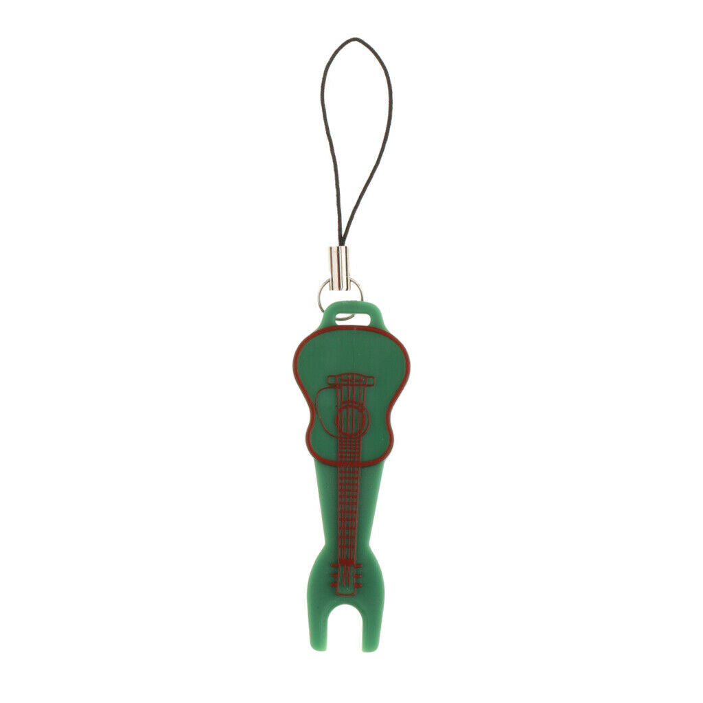 Mini Guitar-shaped Bridge Pin Puller Peg Remover w Keychain for Guitar Green