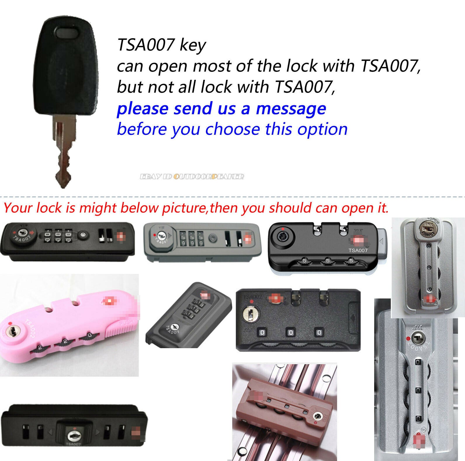 Black Resettable 3 Digit Combination Lock Key Suitcase Luggage Masterlock 007Key