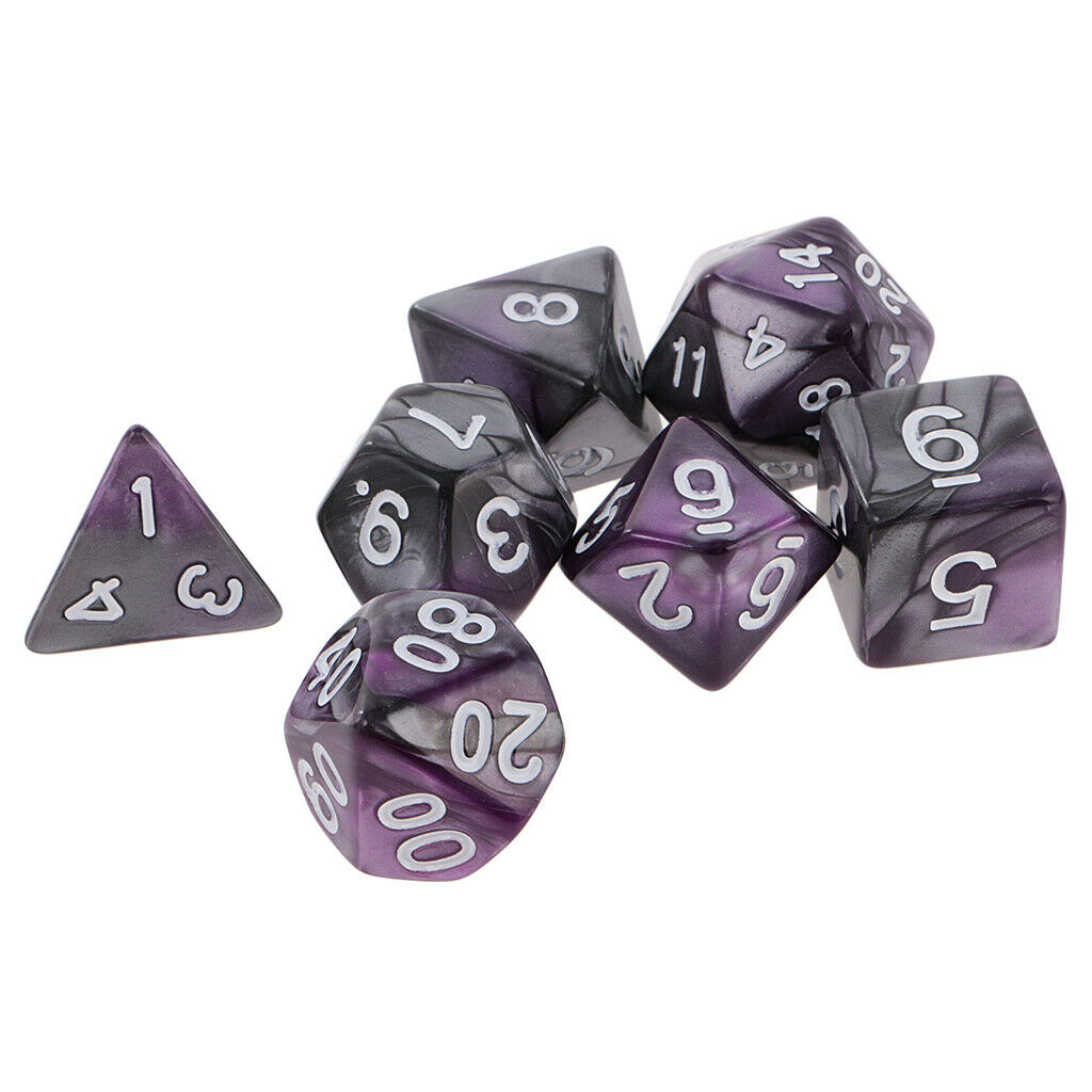 Double Color 7-die Dice 1.6cm fit   DND RPG Supplies Purple