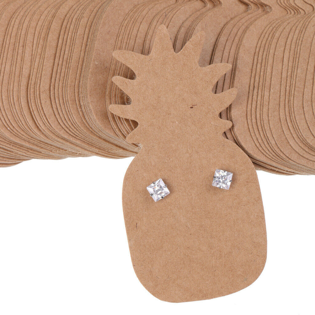 100pcs/Set Kraft Paper Cute Pineapple Earring Display Tags Jewellery Cards