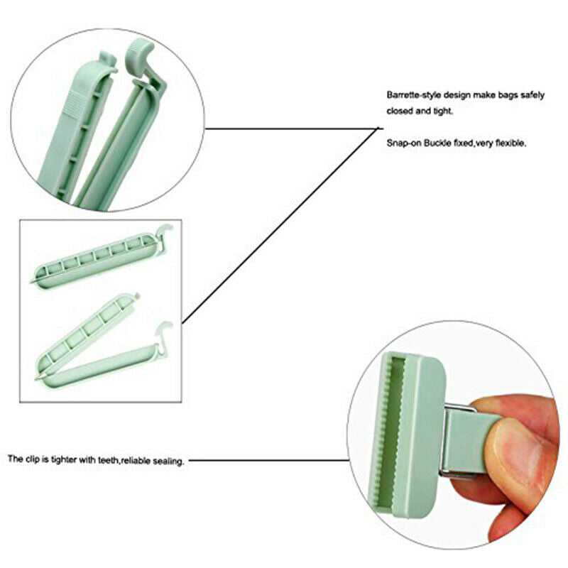 12X Plastic Bag Clips Food Storage Sealing Pegs Kitchen Seal Bag Bread Cereal HN