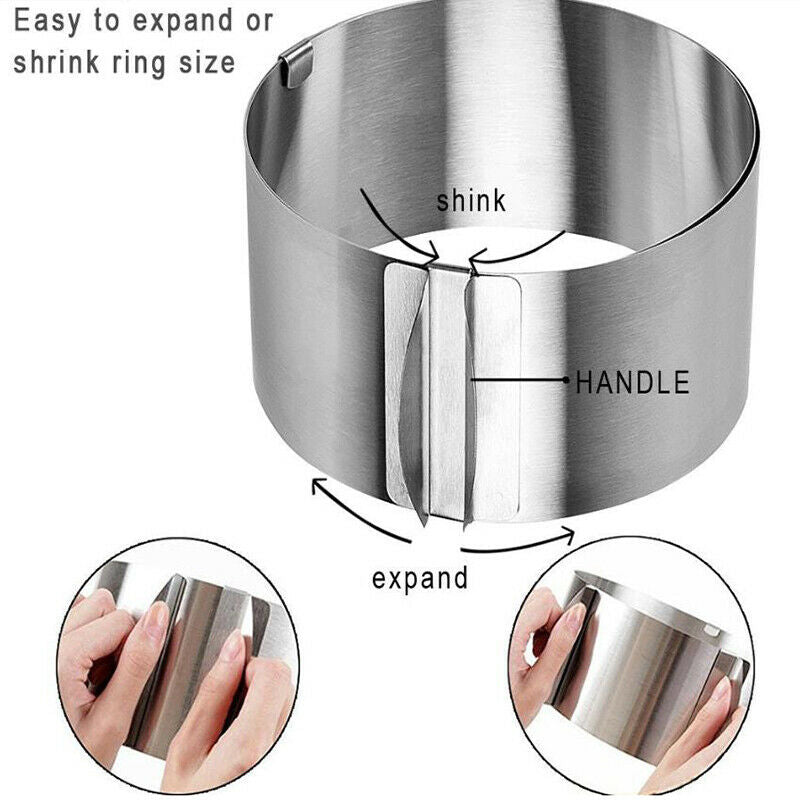 Retractable Stainless Steel 1 Pc Circle Mousse Ring Baking Tool Cake Mould M_DD
