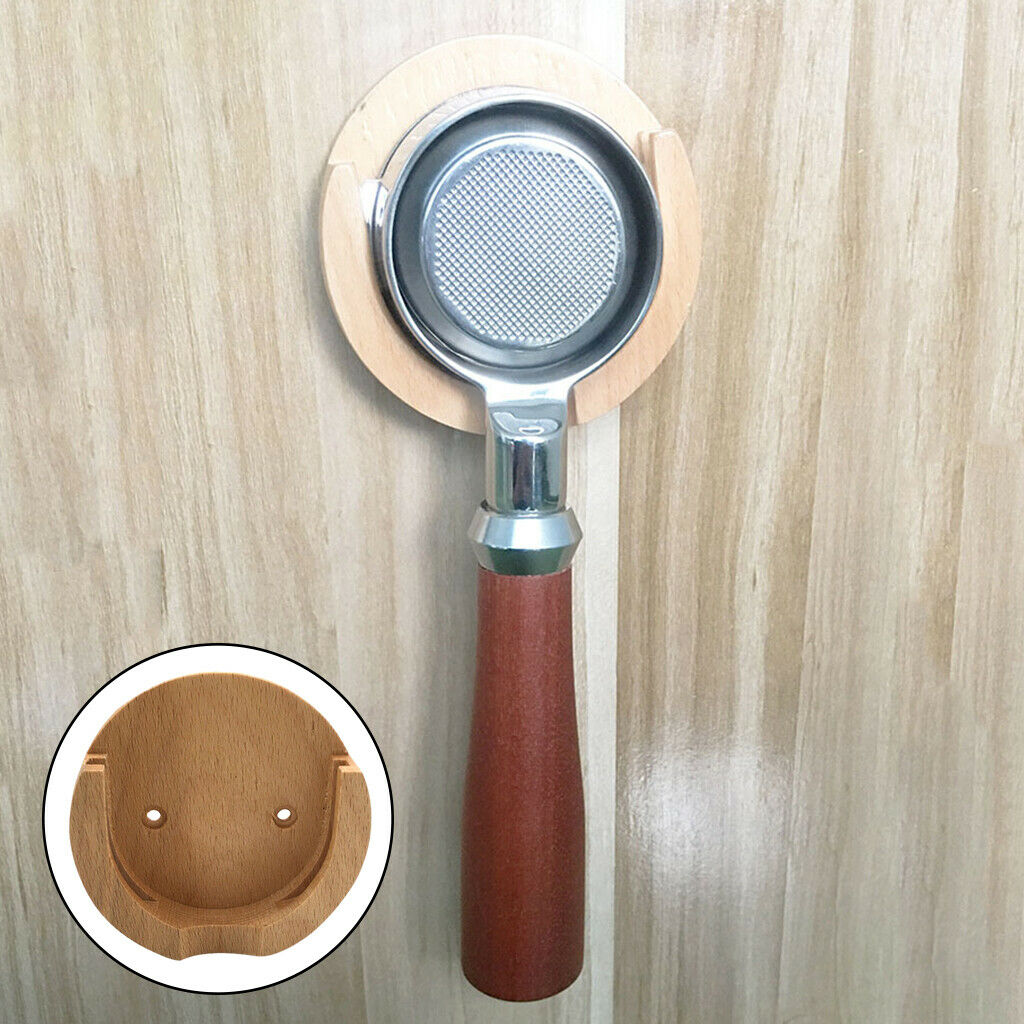 Wooden Espresso Coffee Portafilter Wall Rack Holder Organizer Coffee Tool