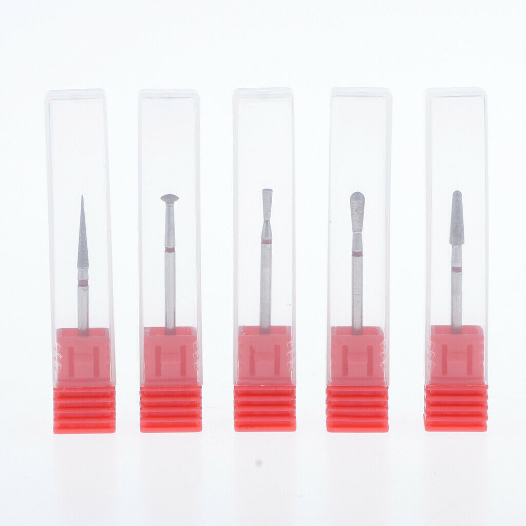 5pcs Carbide Cuticle Clean Drill Bits Smooth Top, 3/32 Shank Nail Bits for