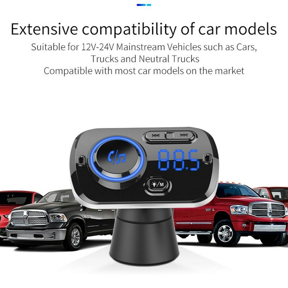 QC3.0 Bluetooth FM Transmitter Wireless Radio Adapter Car Mp3 Player CA