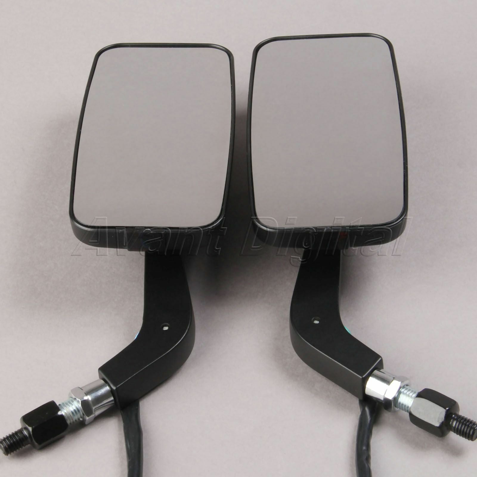 Black Motorcycle Rearview Mirrors 12 LED Turn Signal Indicator Integrated Light