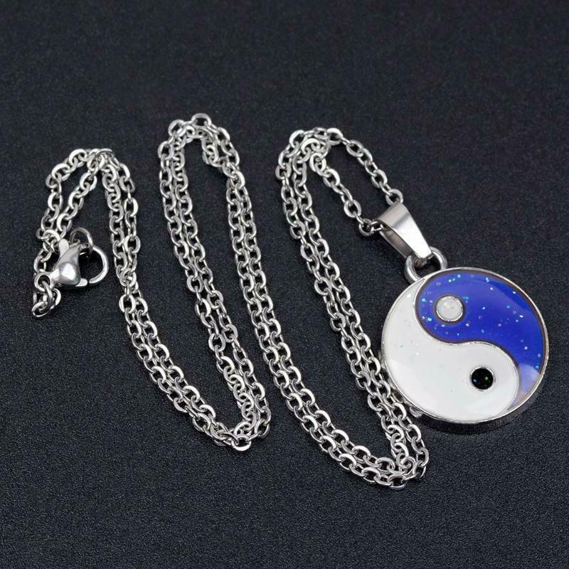Chinese Style Tai Chi Gossip and Warm Mood Color Changing Necklace Jewelry