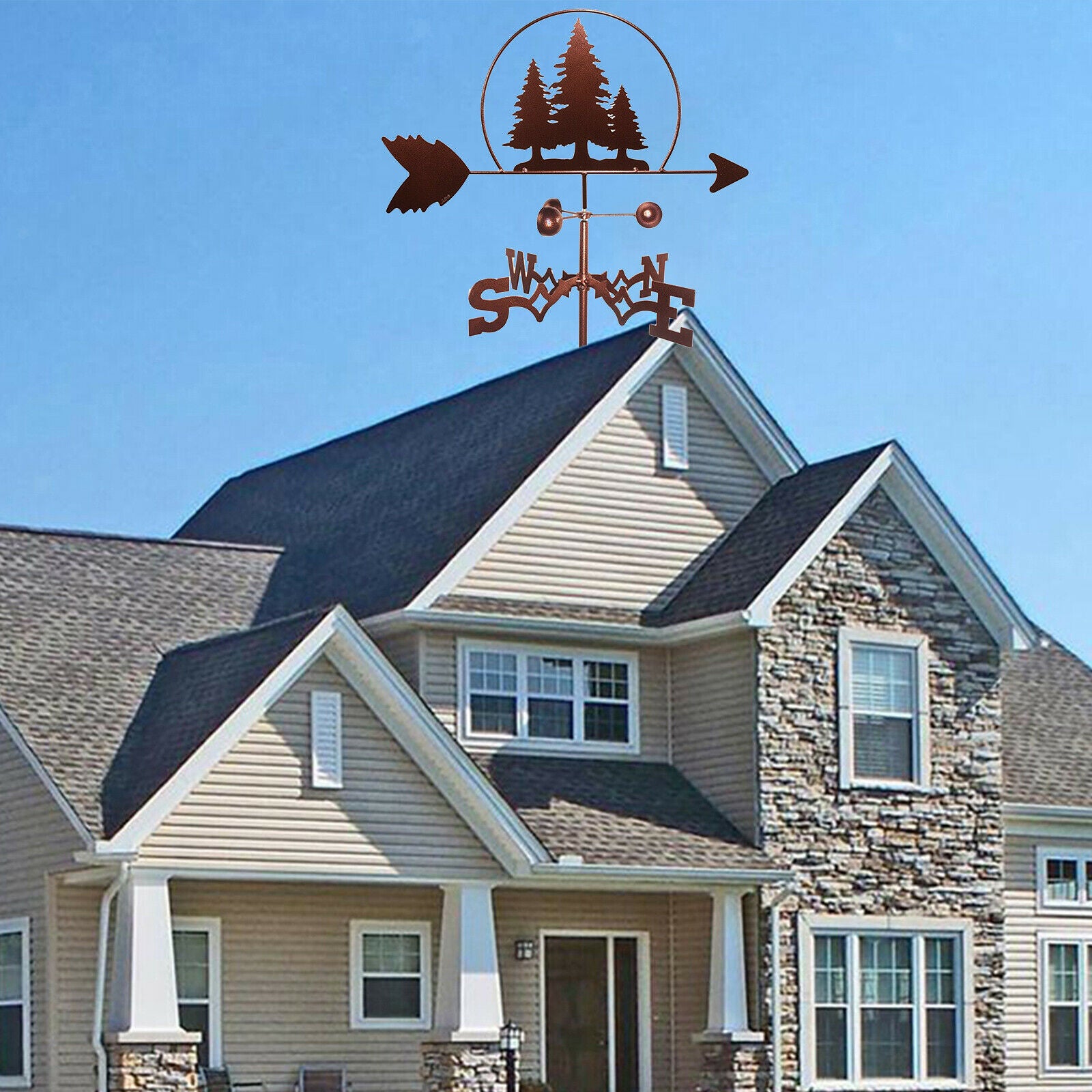 Metal Iron Weathervane Weather Vane Wind Direction Indicator Decorations