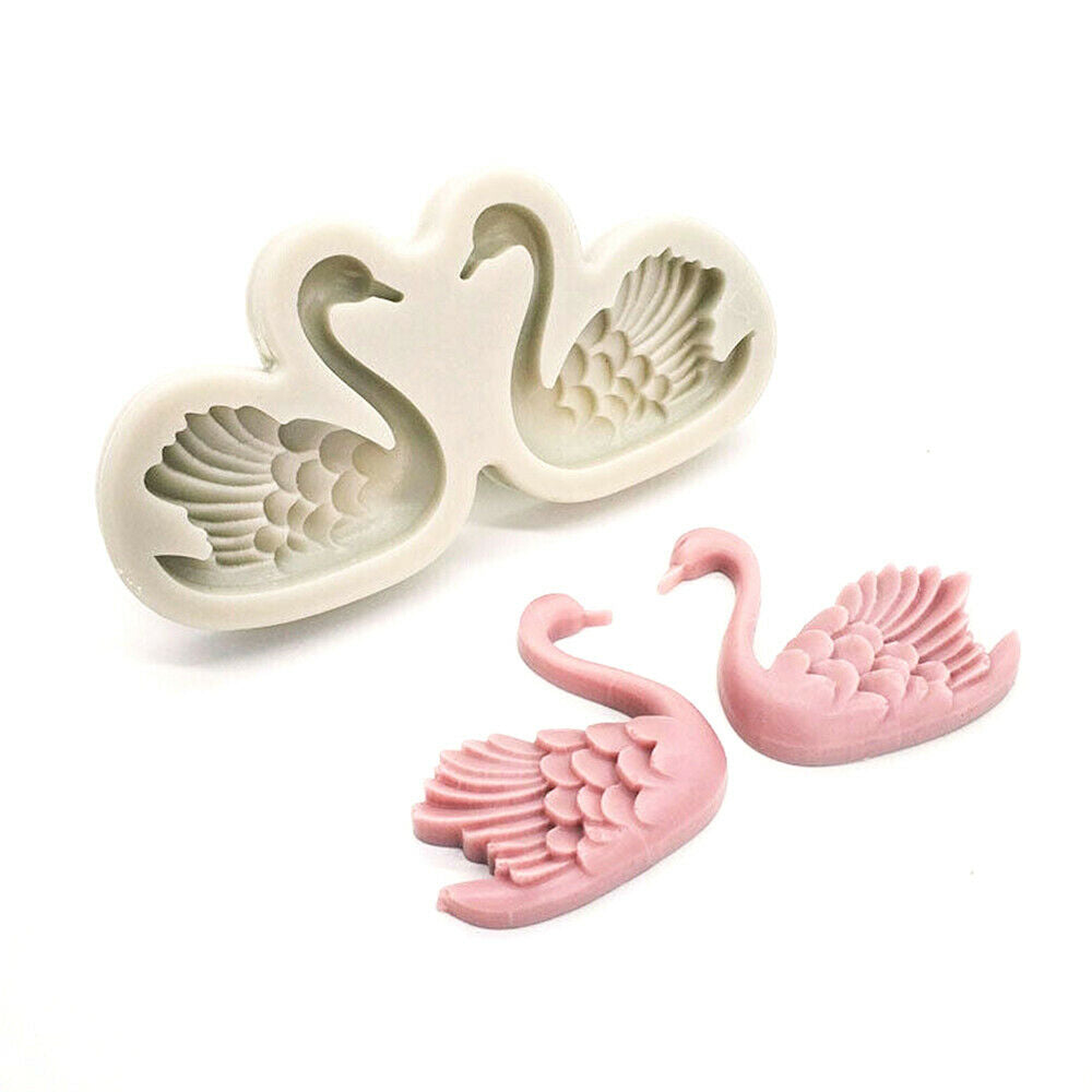 2 Swan Silicone Mould Fondant Cake Sugarcraft Mold Wedding Chocolate Baking Tool