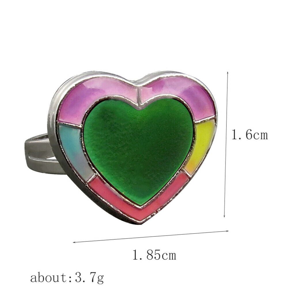 Womens Heart Shape Mood Change Color Heart Necklace Ring Jewelry Set
