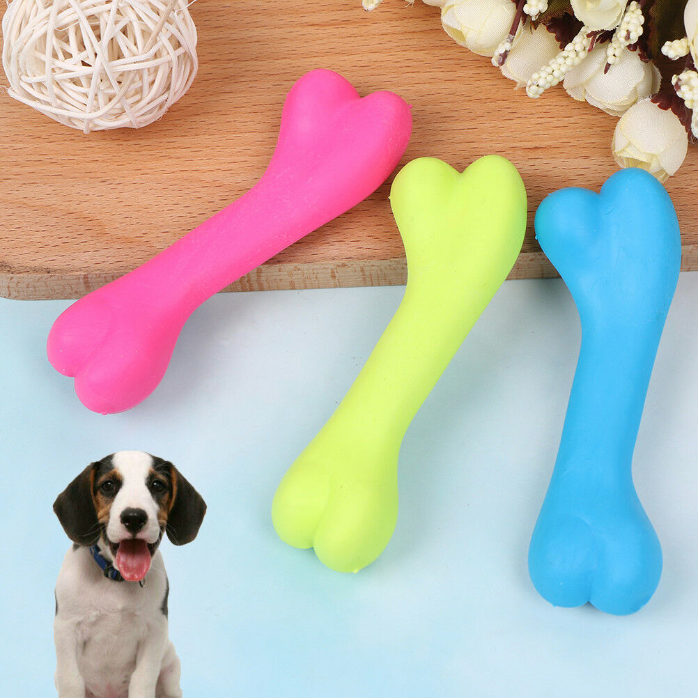 Pet dog puppy cat rubber dental teeth chew bone play training fetch fun t.l8