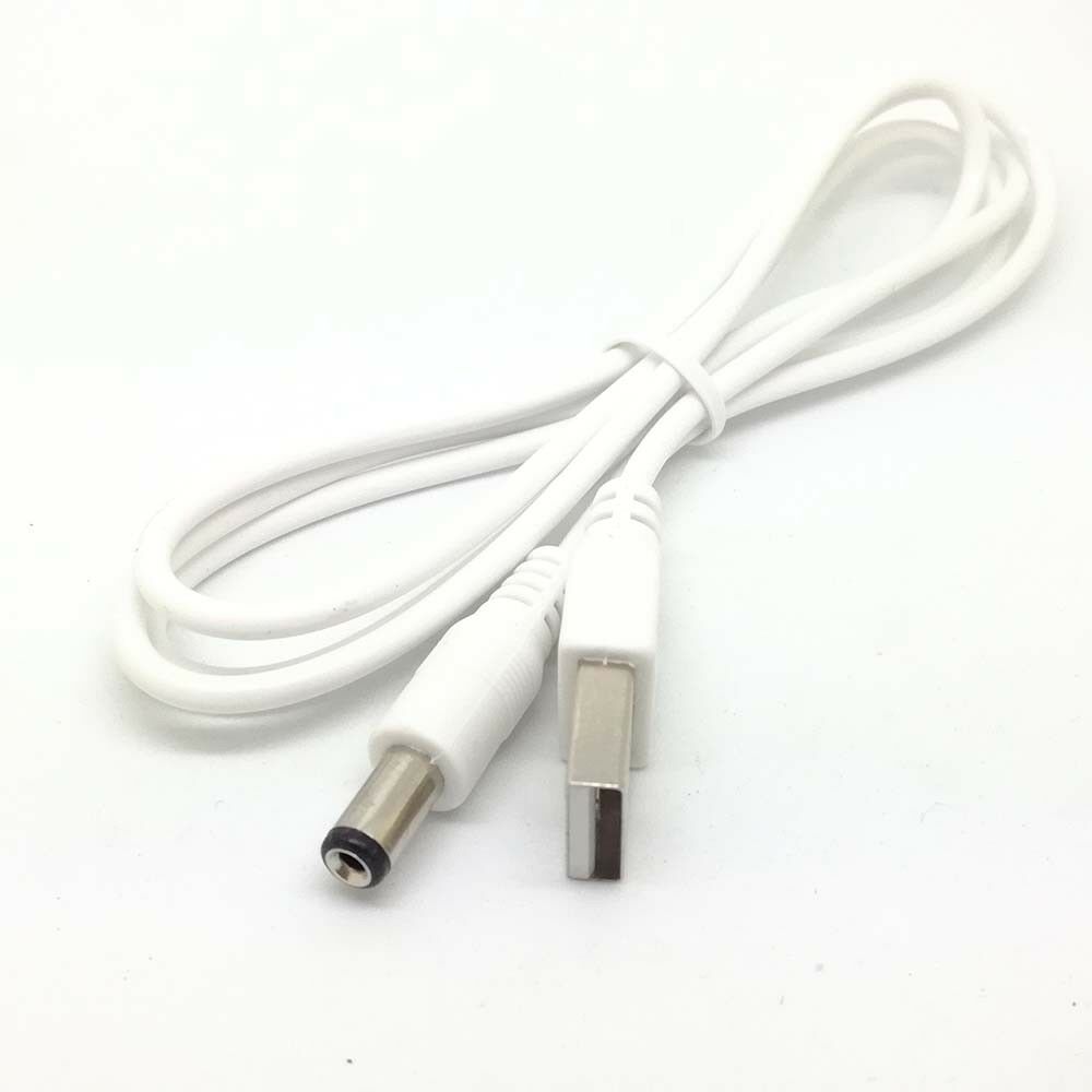 white PC Laptop USB Male to 5V DC 5.5mm x 2.1mm Barrel Connector Power Cable_tt