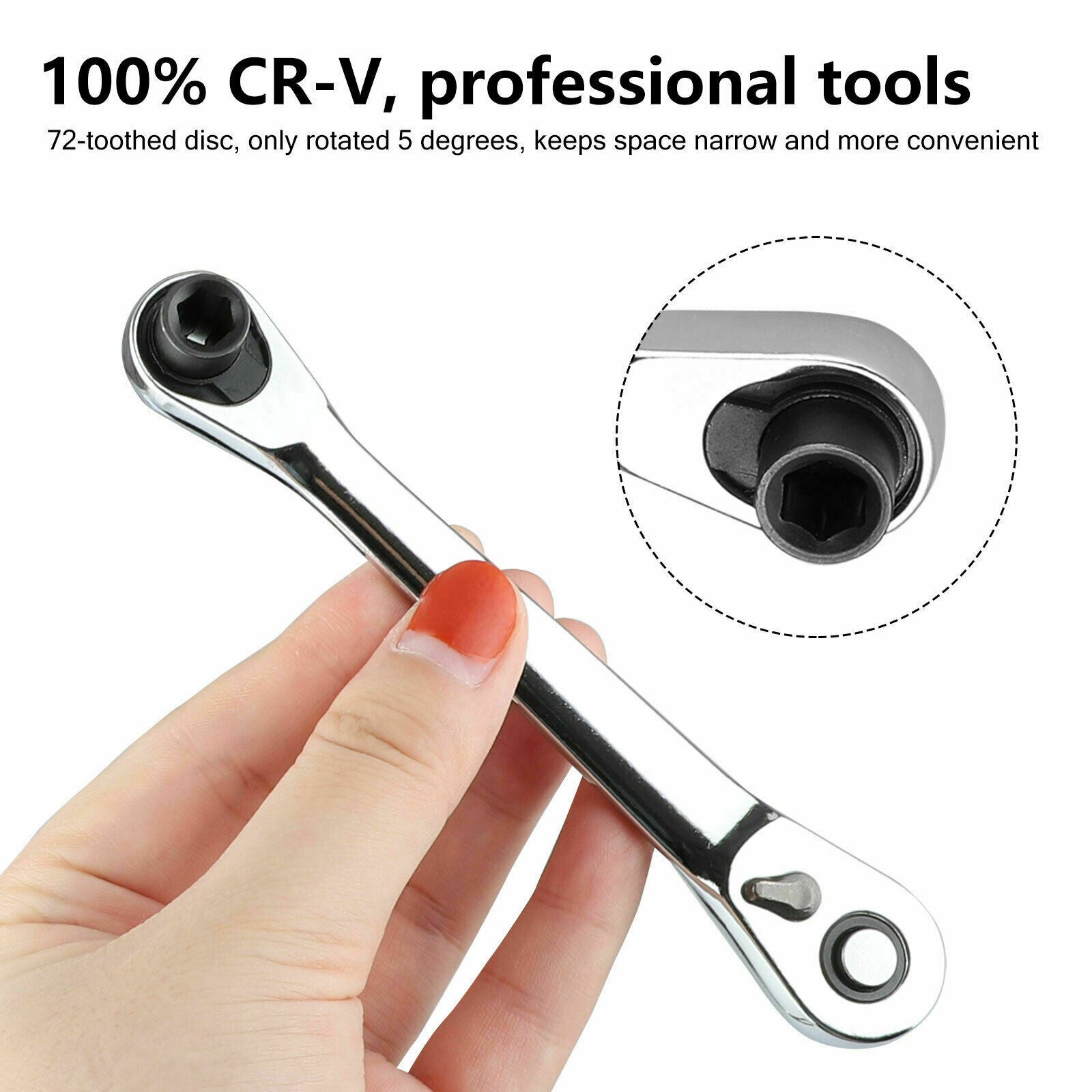 1/4 Inch Mini Ratchet Wrench  Drive Socket Screwdriver Bit Driver 72-teeth Tools