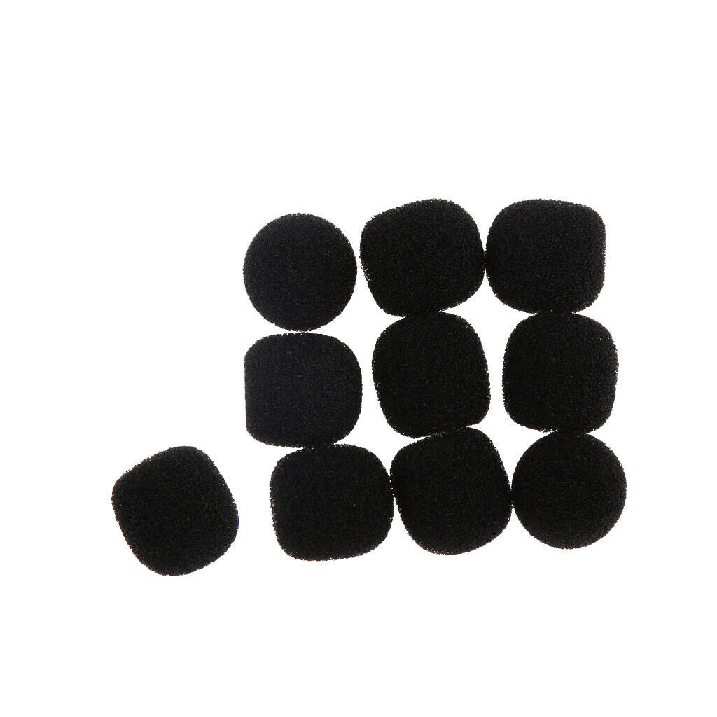 10PCS Mini Microphone Windscreen Foam Cover for Lapel Lavalier Headset Mic Black