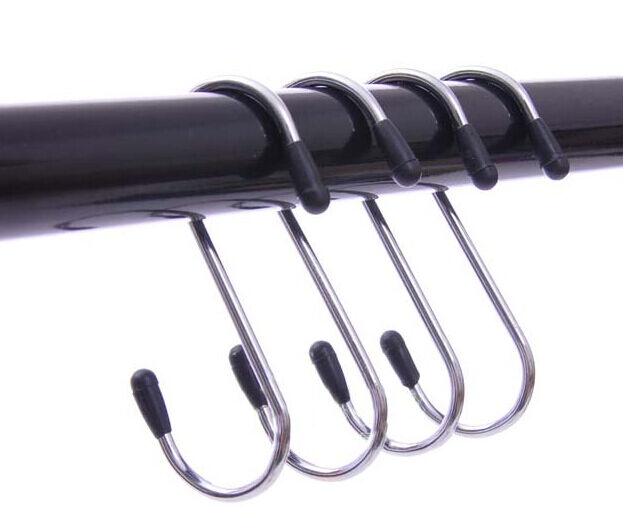 4PCS Hook Chrome Hanging Hooks S Shape Stainless Steel Multifunction